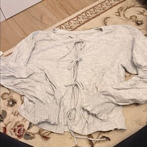 Fp Movement Light Gray Top with Tie Details